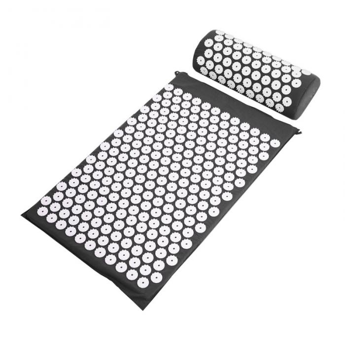ACUPUNCTURE MAT & PILLOW SET.BLACK