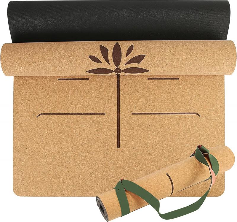 Cork rubber printing yoga mat