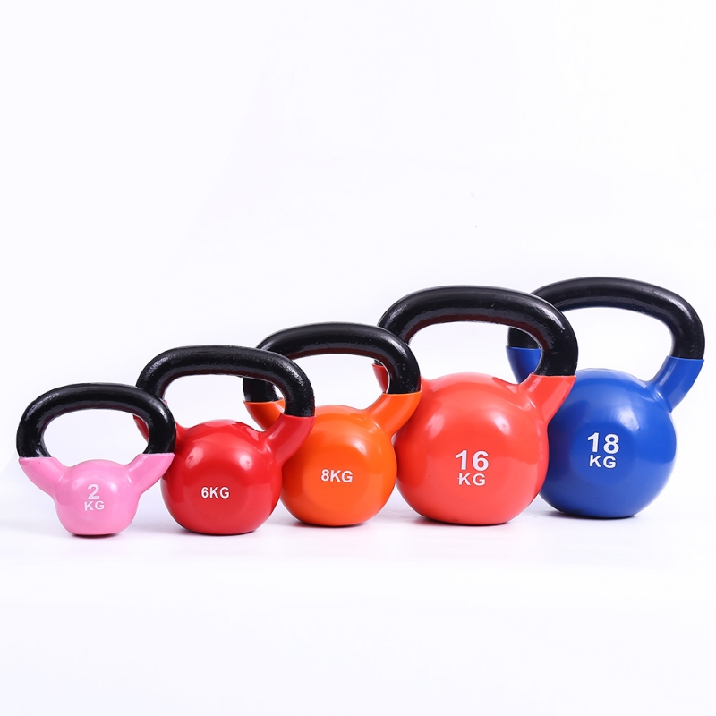 All-Purpose Color Vinyl Coated Cast Iron Kettlebell, 5-65 Pounds